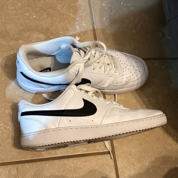 Nike Men's Court Visions - White with Black Swoosh - Picture 2 of 5